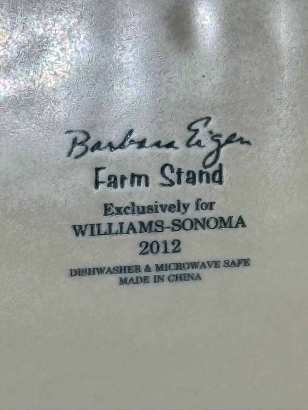 Williams Sonoma Asparagus Platter Ceramic 2012 Barbara Eigen Farm Stand 12” X 8”